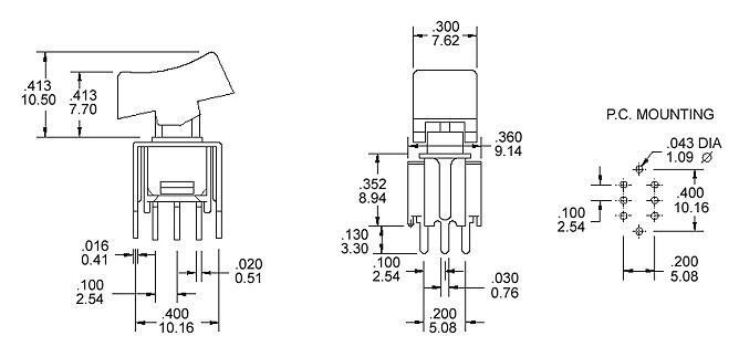 r48-202r2六腳兩檔立式尖腳鈕子開關 r48-202r2六腳兩檔立式尖腳鈕子開關