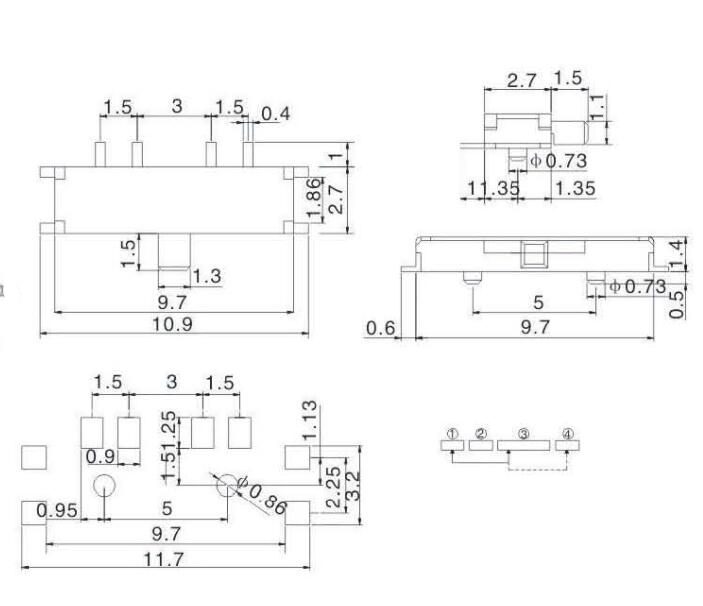 8腳撥動(dòng)開關(guān)圖紙 8腳撥動(dòng)開關(guān)圖紙