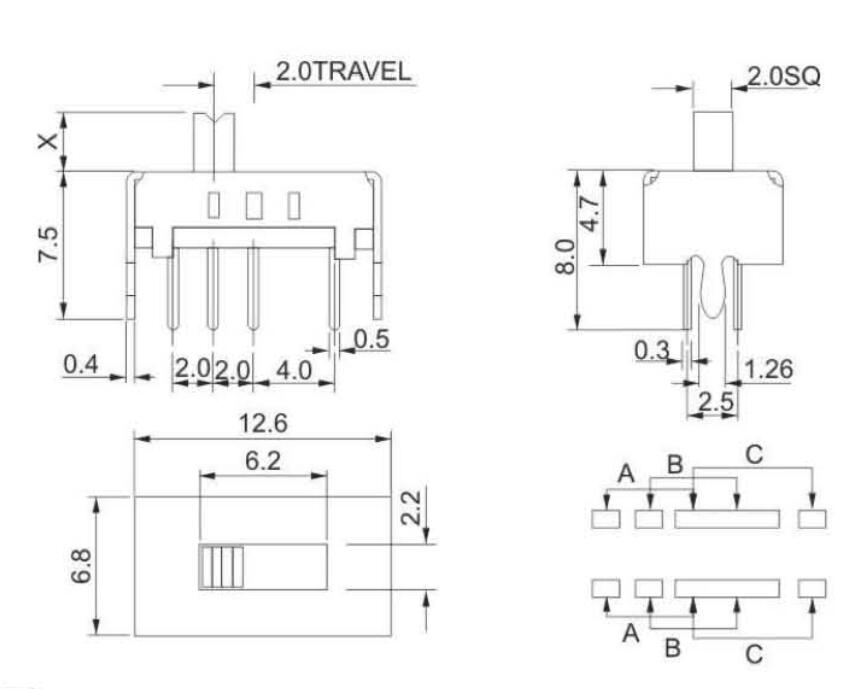 2P3T撥動(dòng)開關(guān)規(guī)格圖