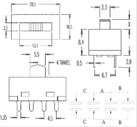大電流撥動(dòng)開關(guān)圖紙 大電流撥動(dòng)開關(guān)圖紙