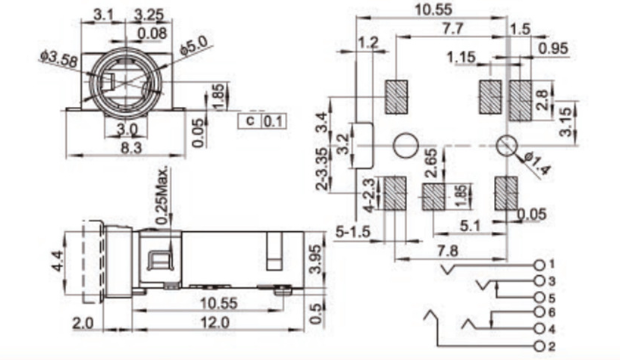 貼片耳機(jī)插座規(guī)格圖