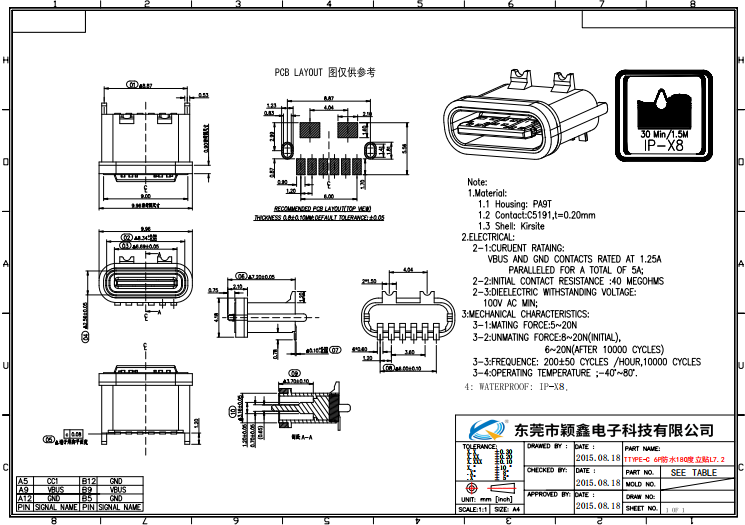 6P立式貼板鋅合金usb防水插座圖紙