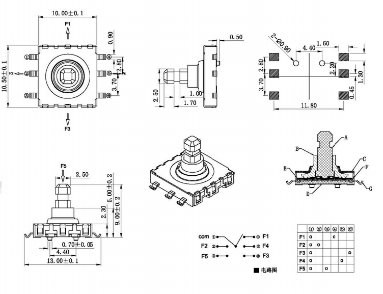 10*10*9五向開(kāi)關(guān)接線(xiàn)圖 10*10*9五向開(kāi)關(guān)接線(xiàn)圖