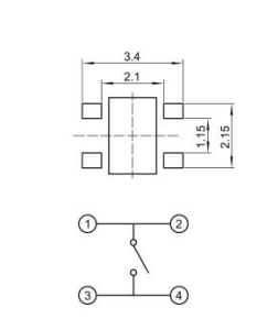 YX-TS-A002,2.8*2.4微型輕觸開關(guān)電路圖
