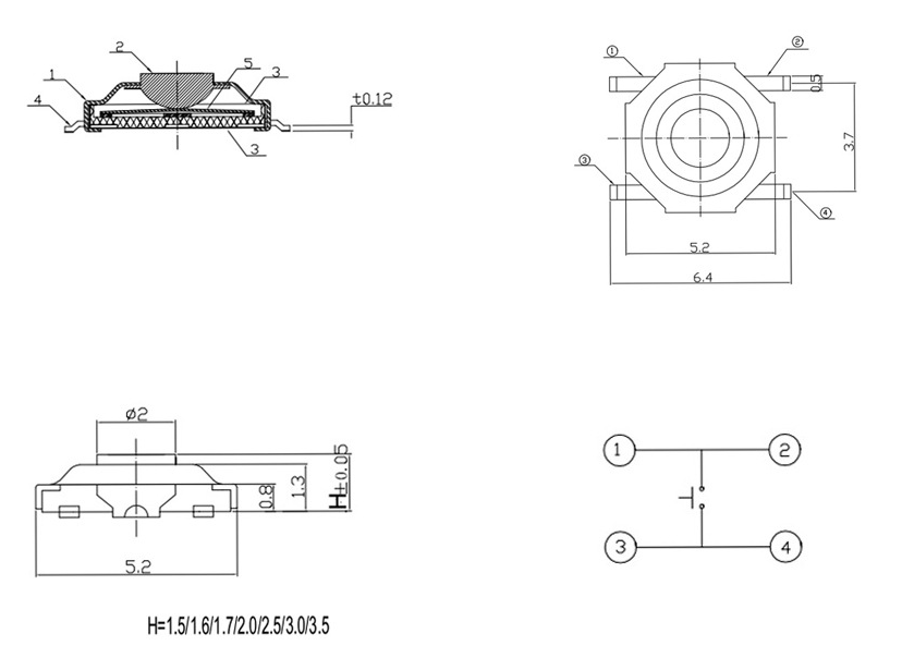 輕觸開關(guān)引腳圖