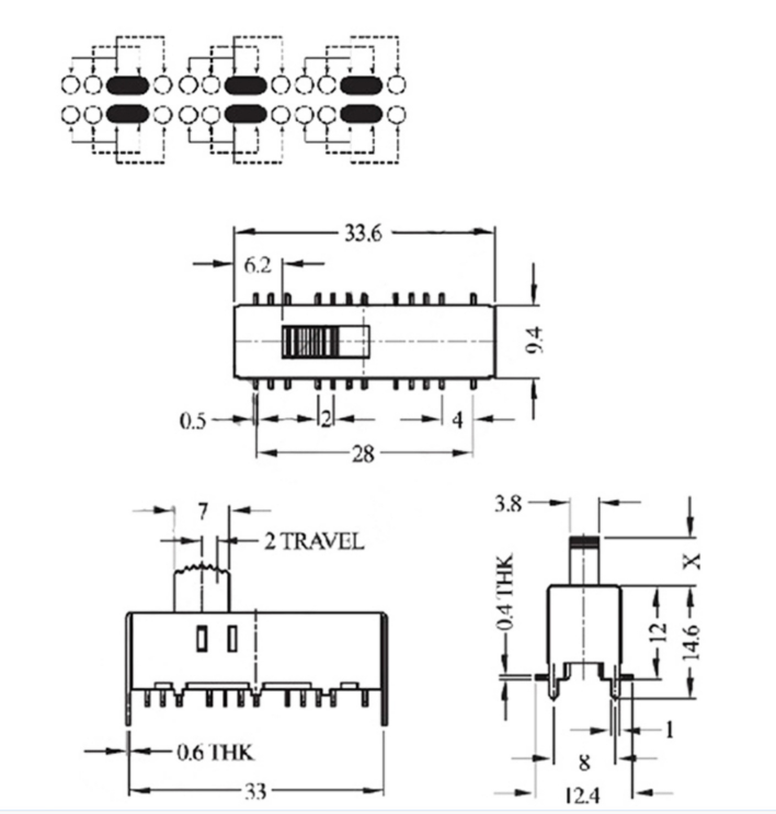 撥動開關(guān)6P3T 撥動開關(guān)6P3T